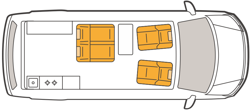 Tonke VAN mit Standard-Schlafdach und Sitzgruppe